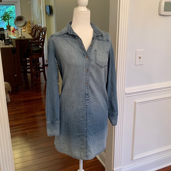 rubbish denim dress Rubbish Small (Nordstrom) Blue Denim Shirt Dress Buttons Pockets***